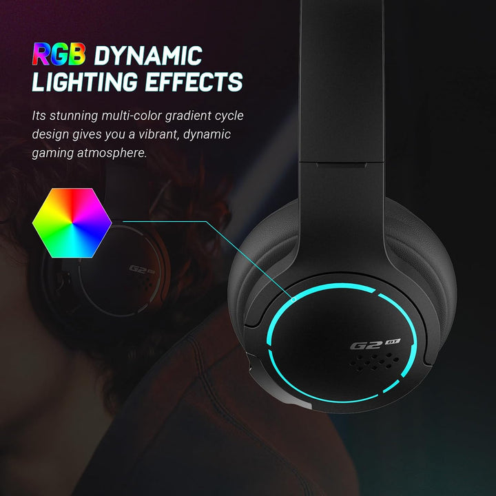 Edifier Hecate G2BT Gaming-Headset, kabellose Bluetooth 5.2-Kopfhörer mit 40-mm-Treiber, leichte Ove