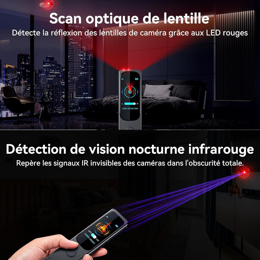 Wanzen Detektor Touchscreen, 6-in-1 Kamera Detektor mit KI-Erkennung | Hidden Camera Detector, GPS-T