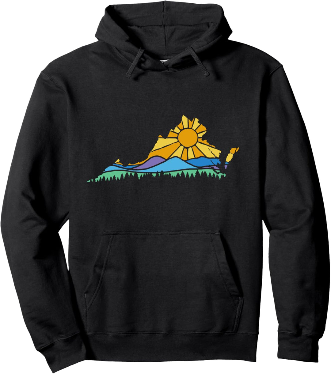 Retro Virginia Nature Love Sun & Mountains Graphic Pullover Hoodie