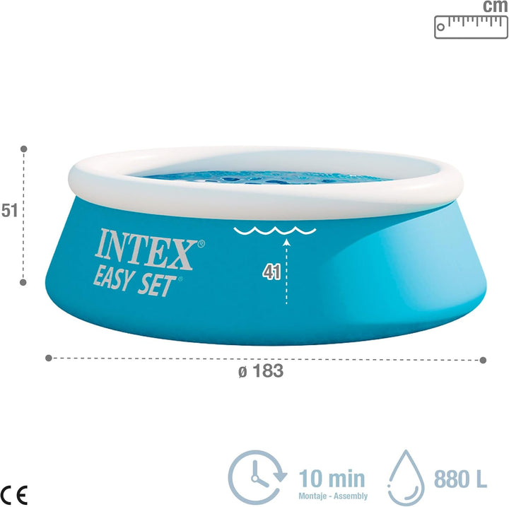 Intex 6ft x 20in Easy Set Swimming Pool #28101, Blue 183cm x 183cm x 51cm Aufstellpool (ohne Filter)