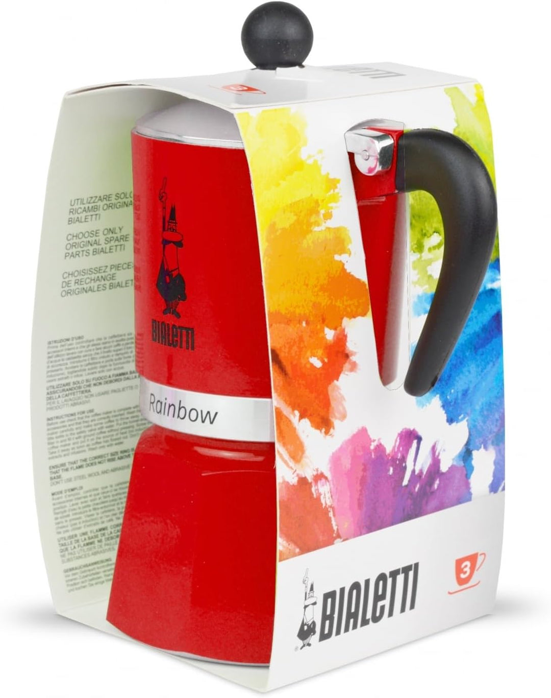 Bialetti 4962 Rainbow Caffettiera Colorata, Alluminio, Rossa, 3 Tassen, Rot Rot 3 Tassen, Rot 3 Tass