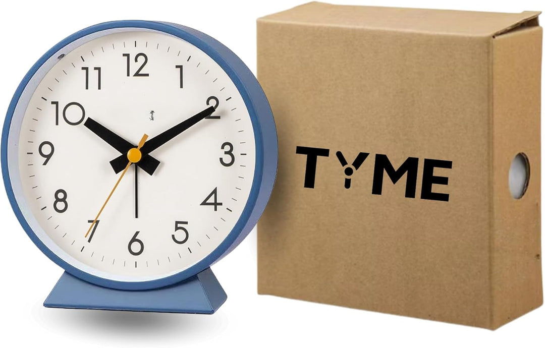 Tyme Wecker Analog, Ohne Ticken, Analog Tischuhr Nachttischuhr Alarmwecker, Modischer Runder Metall