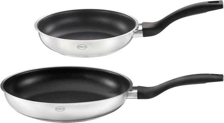 RÖSLE Pfannen-Set Basic Line Ø 20 cm, 24 cm mit Antihaftversiegelung ProPlex, Edelstahl 18/10, silbe