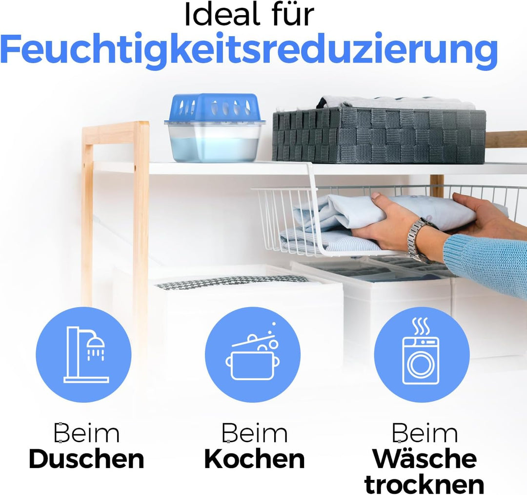 Idelia® 4x Luftentfeuchter + 9x 400g Nachfüllpacks - Raumentfeuchter für Bad, Keller uvm. bis 40m² +