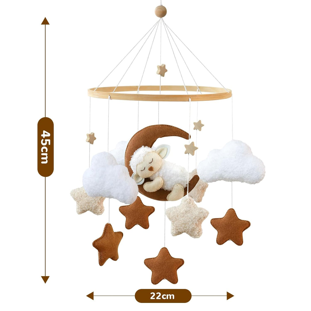 Mobile Baby, Schlafendes Alpaka Mond Babybett Mobile Baby Filz, Wolken Windspiele Krippe Baby Mobile