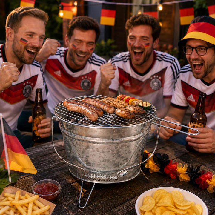 Mojawo BBQ Outdoor Picknickgrill Grilleimer Feuereimer Minigrill tragbar Ø27xH22cm mobiler Grill mit