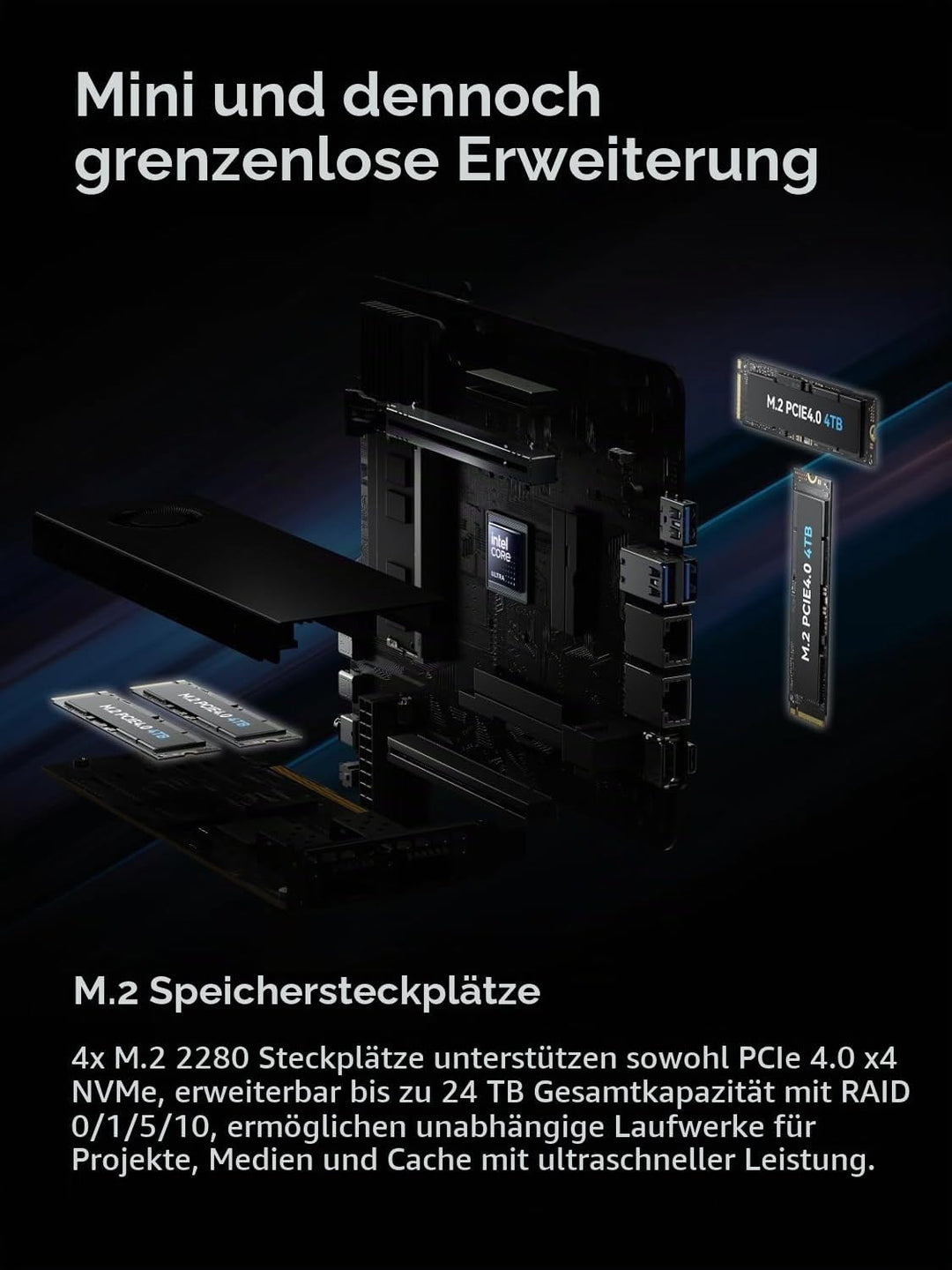 MINIS FORUM MS-02 Ultra Workstation Mini PC, Intel Core Ultra 9 285HX (24C/24T, bis zu 5.5GHz), 32GB