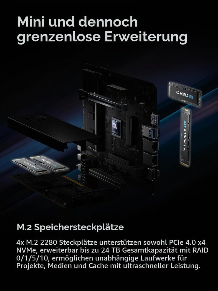 MINIS FORUM MS-02 Ultra Workstation Mini PC, Intel Core Ultra 9 285HX (24C/24T, bis zu 5.5GHz), 32GB