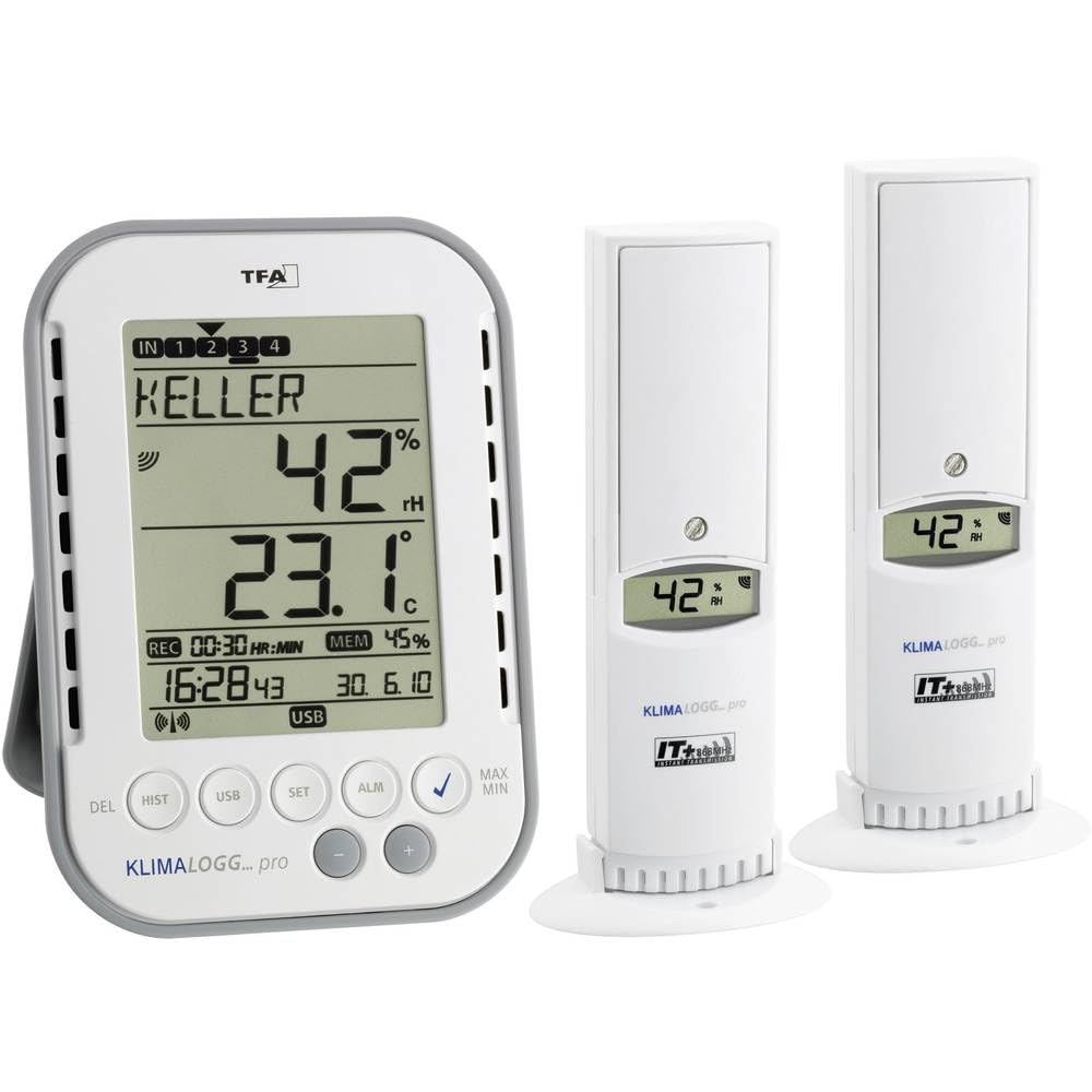 TFA Dostmann KLIMALOGG PRO Starter Set Luftfeuchtemessgerät (Hygrometer) 1% rF 99% rF TFA Raumklima