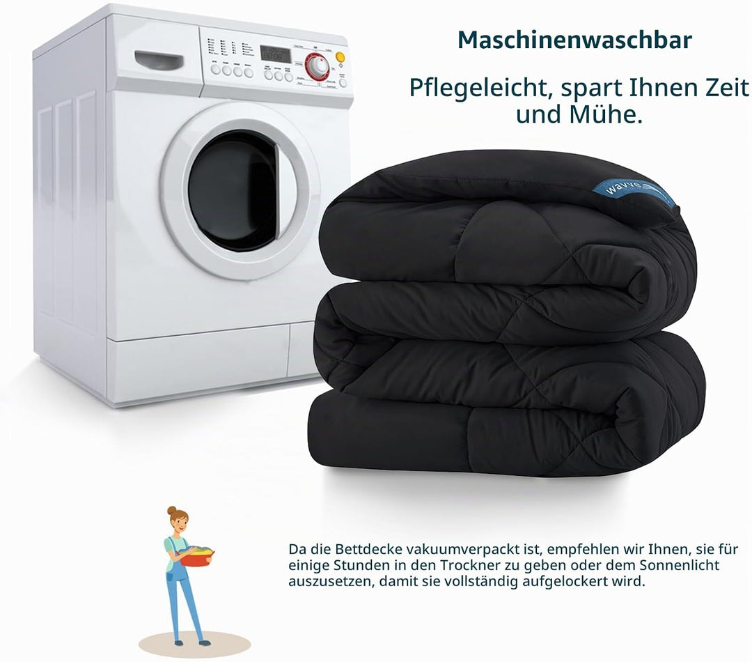 WAVVE Bettdecke 140x200 cm Ganzjahresdecke 4 Jahreszeiten, Steppdecke 300gsm Mikrofaser 140x200cm, S