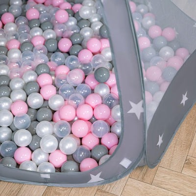 Selonis Baby Spielzelt Mit Plastikbällen Zelt 105X90cm/100 Bälle Plastikkugel Kinder, Grau:Perle-Gra
