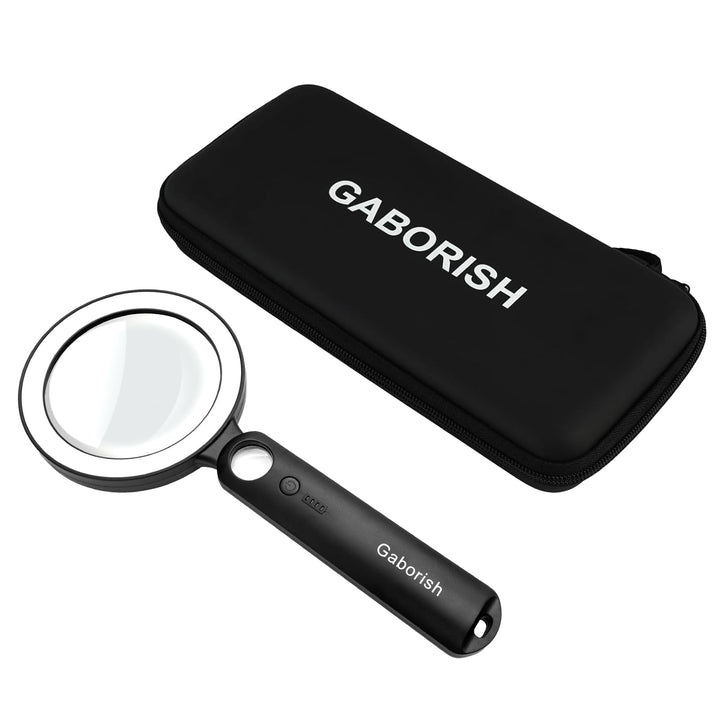 Grosse Lupe mit Licht+Aufbewahrungsetui USB Aufladbar, 10X 30X Leselupe mit Licht für Senioren Gross