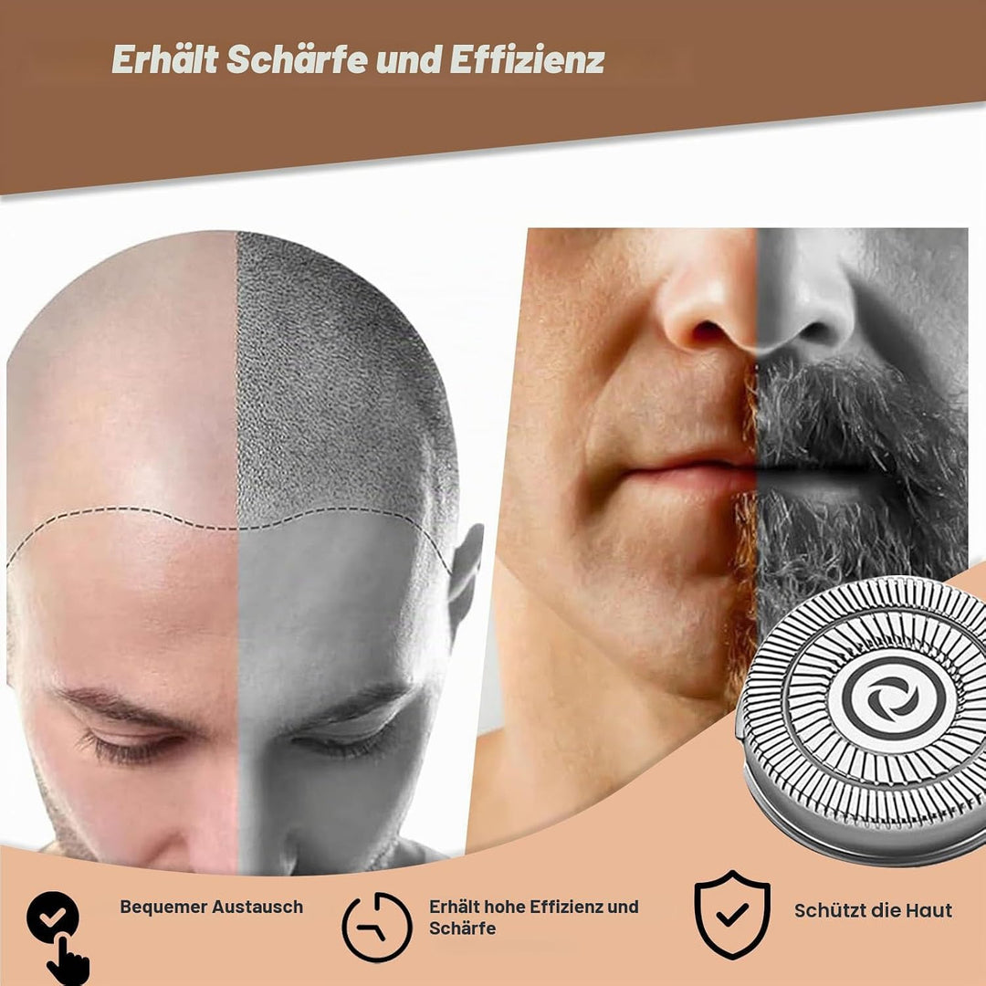 9 Stück Scherkopf Ersatzscherkopf für Pitbull Skull Shaver, Glatzen Rasierer Herren, Pitbull Platinu
