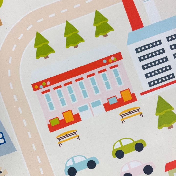 Teppich-Traum Teppich Kinderzimmer Kinderteppich Stadt-Motiv rutschfest flachgewebe saugroboterfreun
