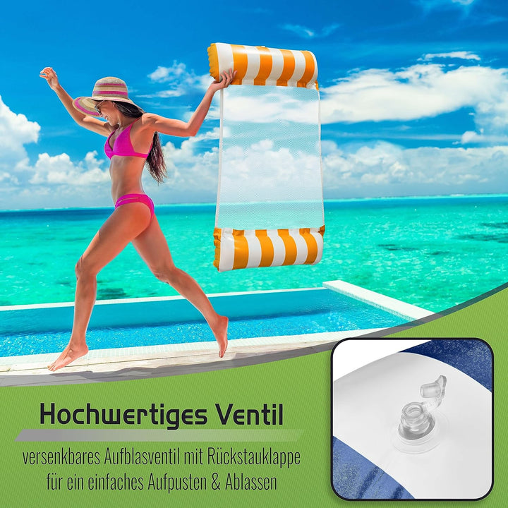 Balinco – Aufblasbare Wasserhängematte Luftmatratze mit 2 Luftkammern & Nylon Netz für Pool – Floati