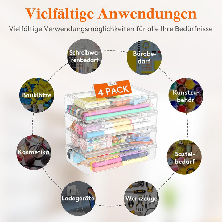 Lifewit Stiftebox mit Snap-Dicht Deckel, Hochwertiges Kunststoff Bürobedarf Organizer, Aufbewahrungs