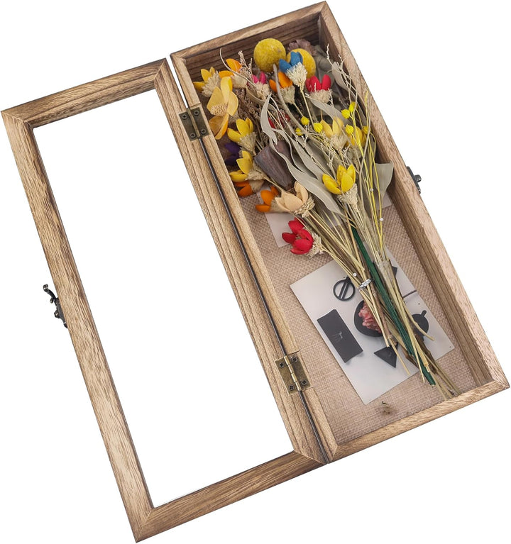 GraduatePro 3D Bilderrahmen zum Befüllen Glasscheibe Holz Box für Objektrahmen DIY Tiefer Rahmen Fot
