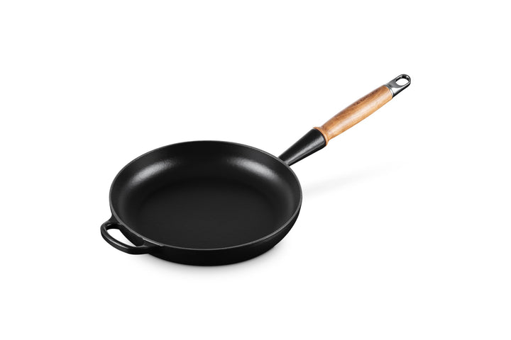 LE CREUSET Signature gusseiserne Bratpfanne mit Holzgriff 28 cm Schwarz matt, 20258280000422 Schwarz