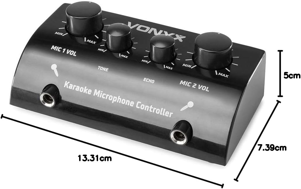Vonyx AV430B Karaokeanlage, Karaoke Set mit 2x-Karaokemikrofon und Mischpult – Schwarz