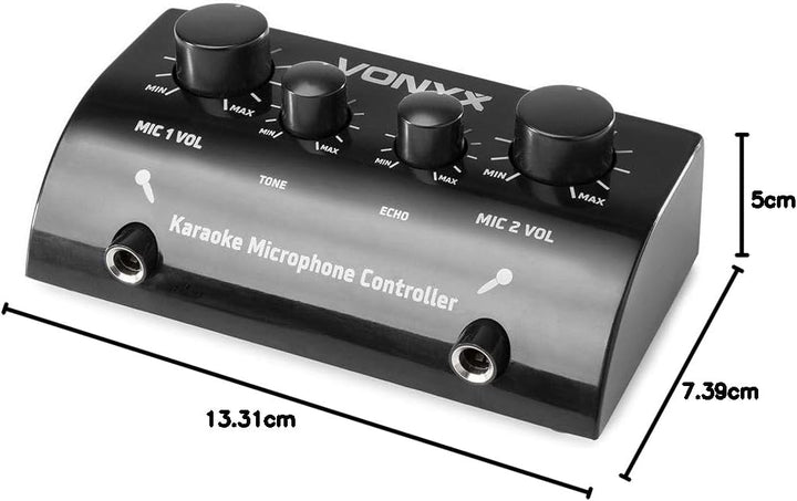 Vonyx AV430B Karaokeanlage, Karaoke Set mit 2x-Karaokemikrofon und Mischpult – Schwarz