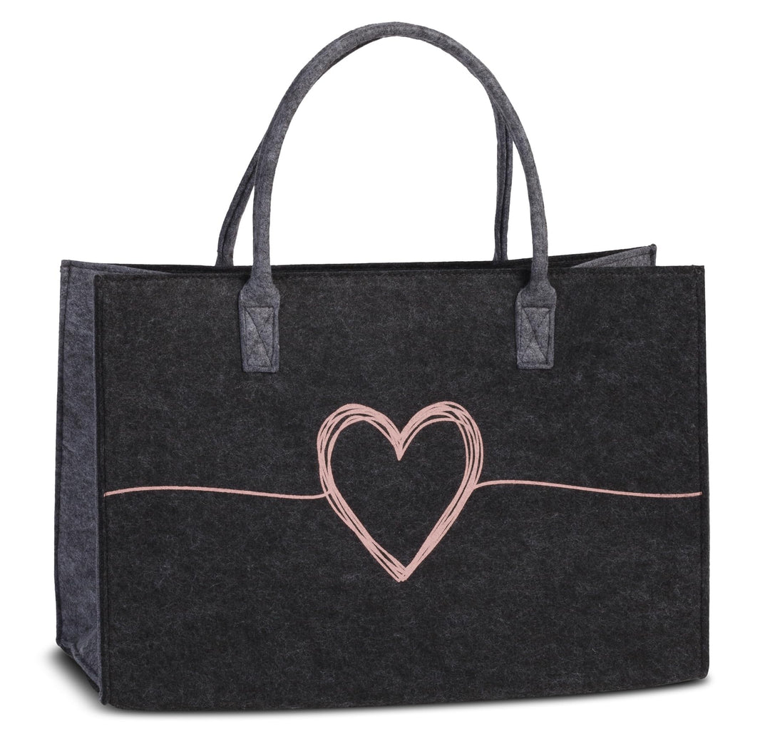 Filztasche Shopper, Einkaufstasche Filz Korb Holzkorb mit 24 Liter Volumen, 45 x 29 x 18 cm, (Schwar