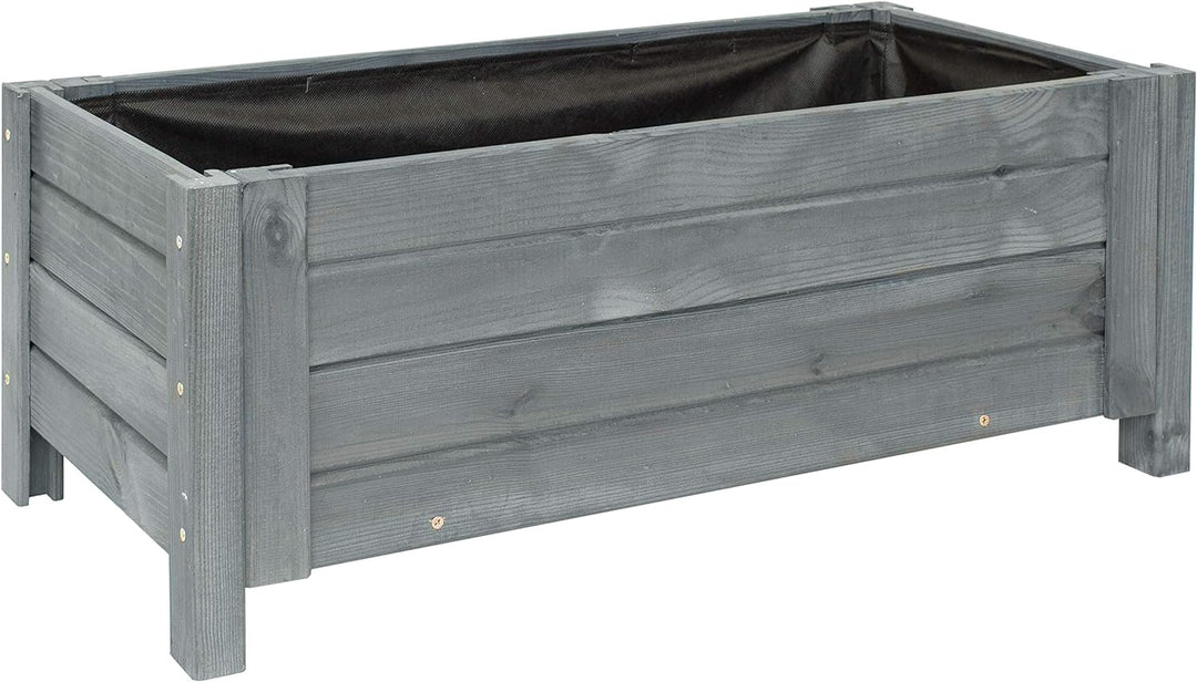 BOGATECO Pflanzkasten Pflanzkübel aus Holz | 80 x 38 cm | Anthrazit | Blumen-Topf Perfekt für Garten