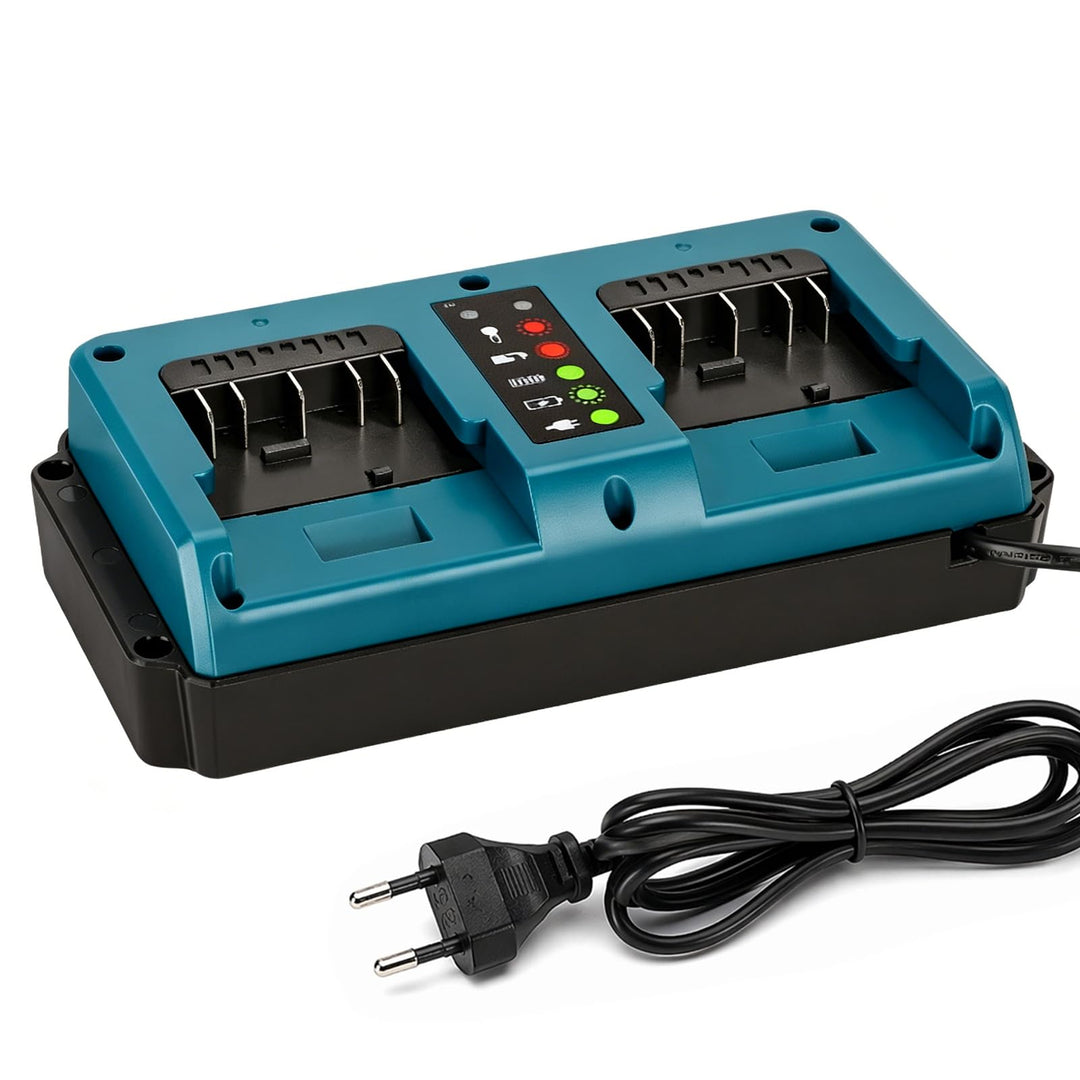 Ladegerät für Bosch-18V-Akku, Dual Port Ladegerät Ersatzladegerät Schnellladegerät mit LED-Anzeige,