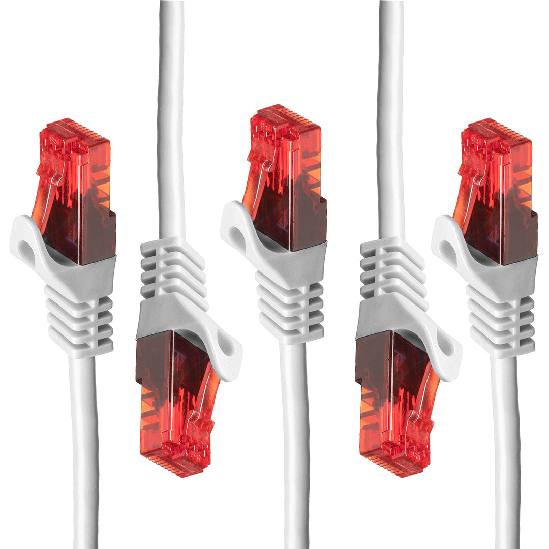 BIGtec - 5 Stück - 50m Gigabit Netzwerkkabel Patchkabel Ethernet LAN DSL Patch Kabel weiss (2x RJ-45