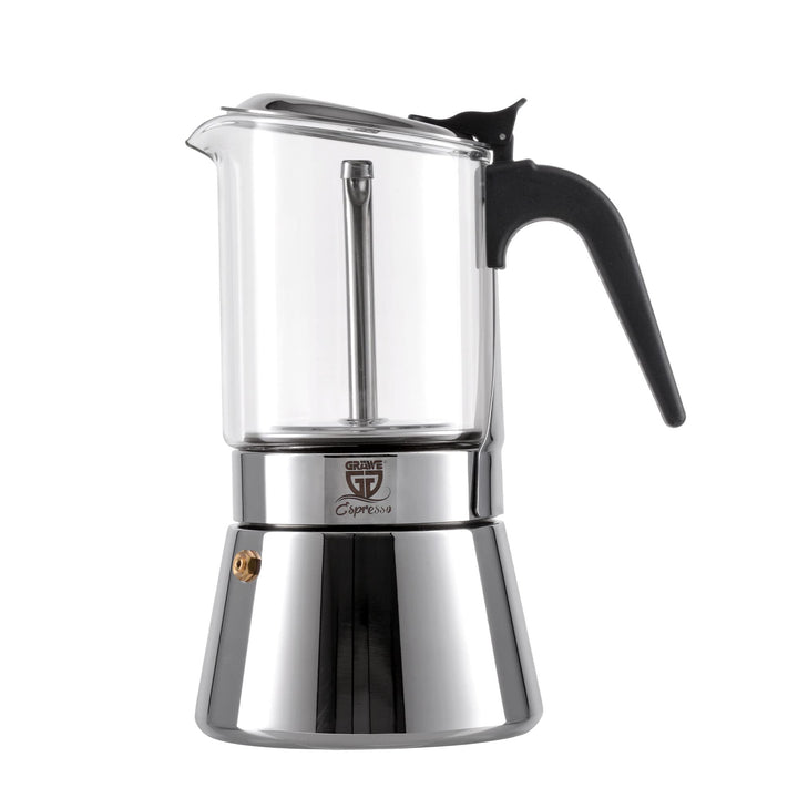 GRÄWE Espressokocher aus Edelstahl mit Glaskanne, für Induktion und alle Herdarten geeignet, spülmas