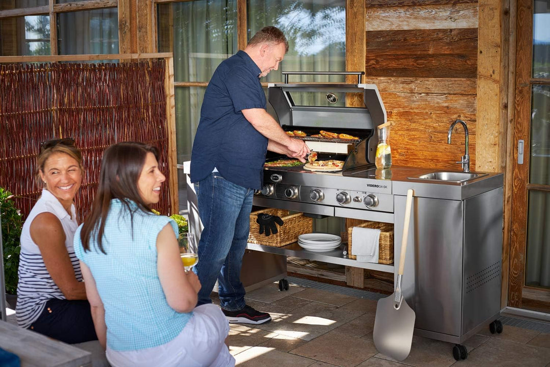 RÖSLE Barbecue Pizza-Set 3-tlg, Hochwertiger Pizzastein, Pizzaschieber und Pizza- und Flammkuchensch