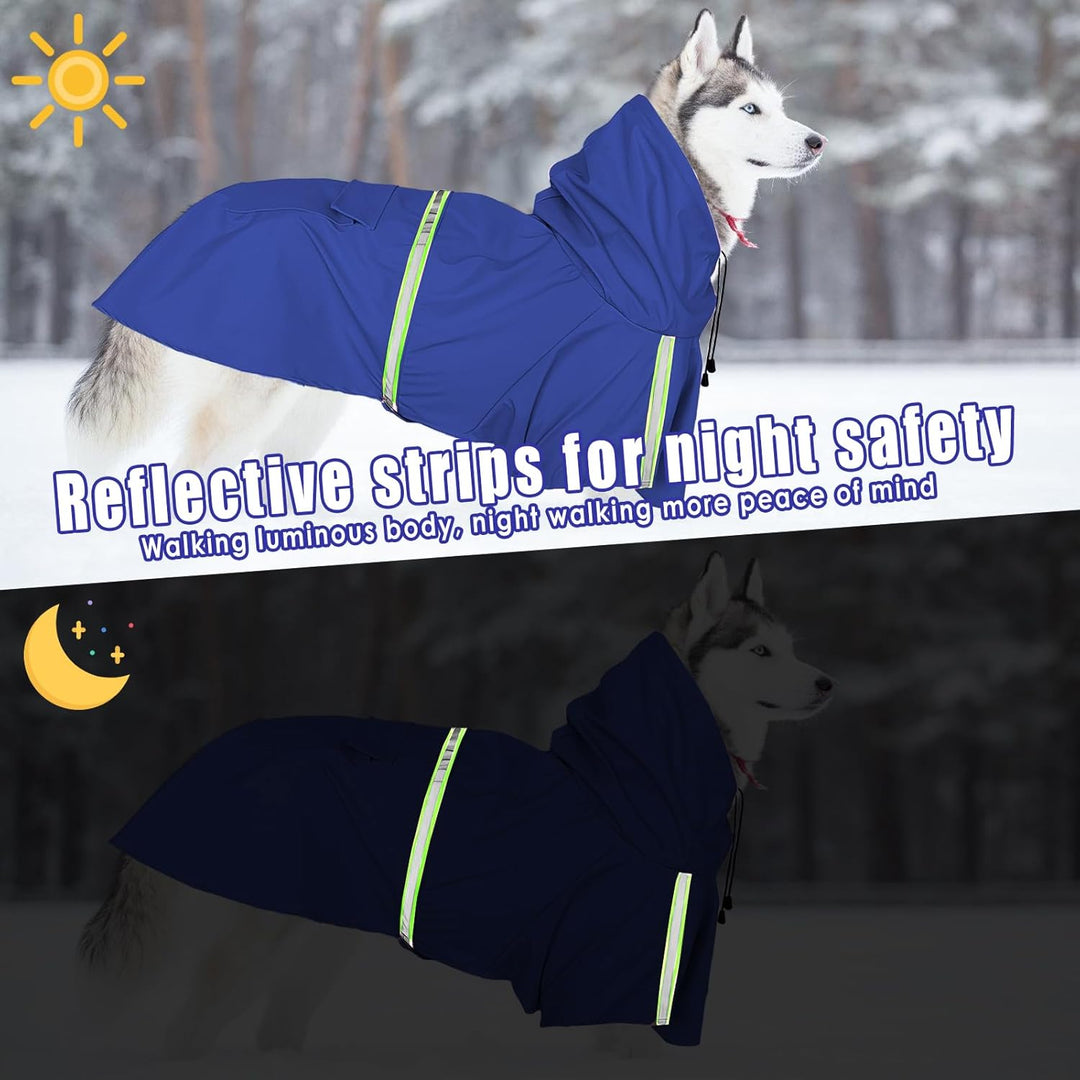 Regenmantel für Hunde, SilverChry Regenjacke für Hunde, Wasserdicht mit Kapuze, Atmungsaktiv, Wasser