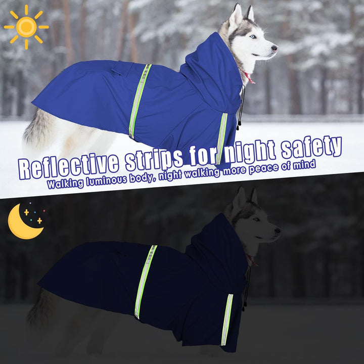 Regenmantel für Hunde, SilverChry Regenjacke für Hunde, Wasserdicht mit Kapuze, Atmungsaktiv, Wasser