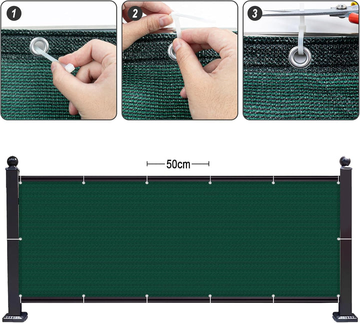 SUNNY GUARD Balkon Sichtschutz 90x500cm Balkonabdeckung HDPE UV-Schutz Windschutz Balkonverkleidung,