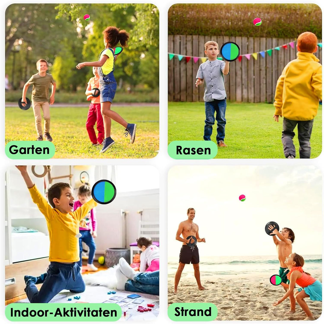 Klettballspiel Klettball Set mit Fangscheiben Bälle, Klettballspiel für Kinder, Ballspiele Klettspie