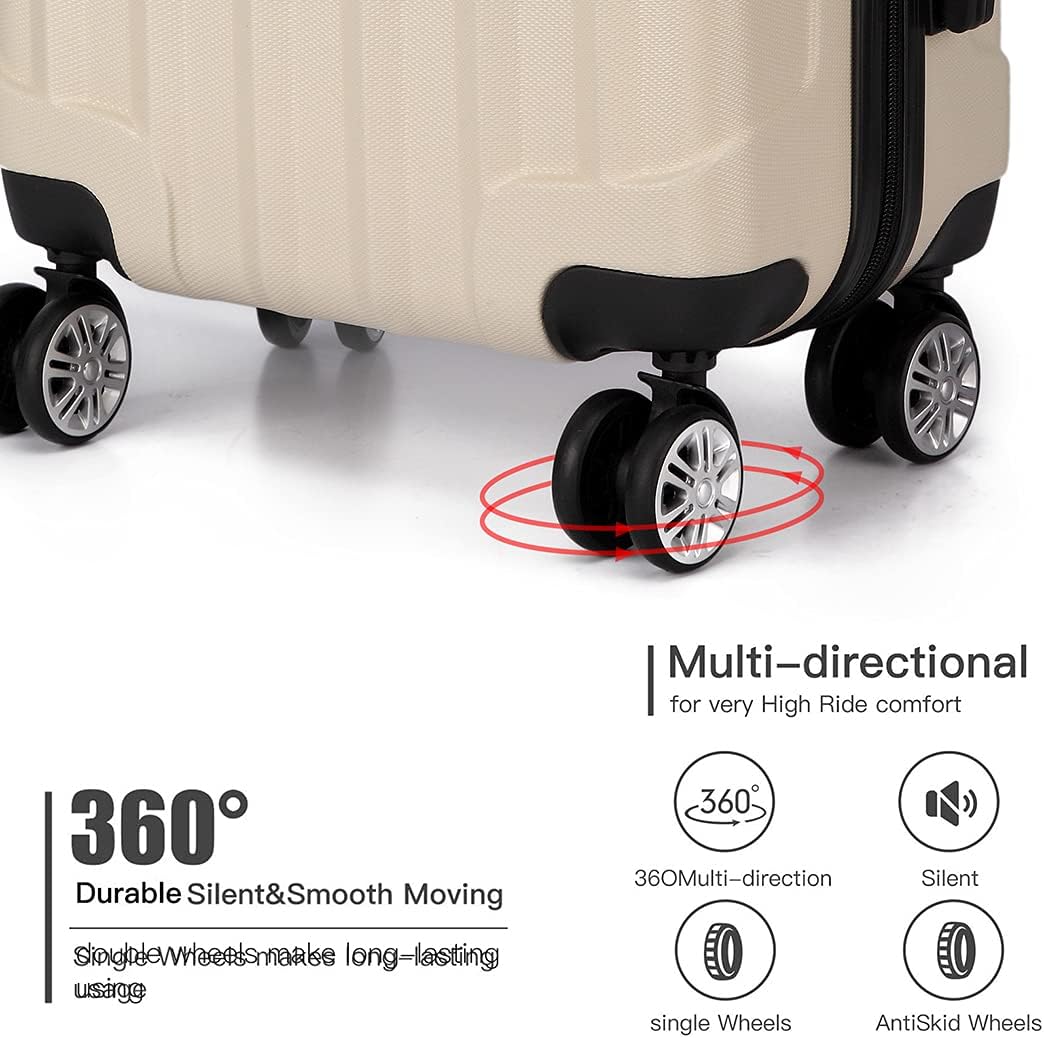 KONO Handgepäck Koffer Trolley ABS+PC Leicht Kabinenkoffer Reisekoffer mit 4 Rollen und Zahlenschlos