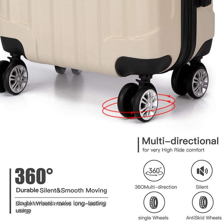 KONO Handgepäck Koffer Trolley ABS+PC Leicht Kabinenkoffer Reisekoffer mit 4 Rollen und Zahlenschlos