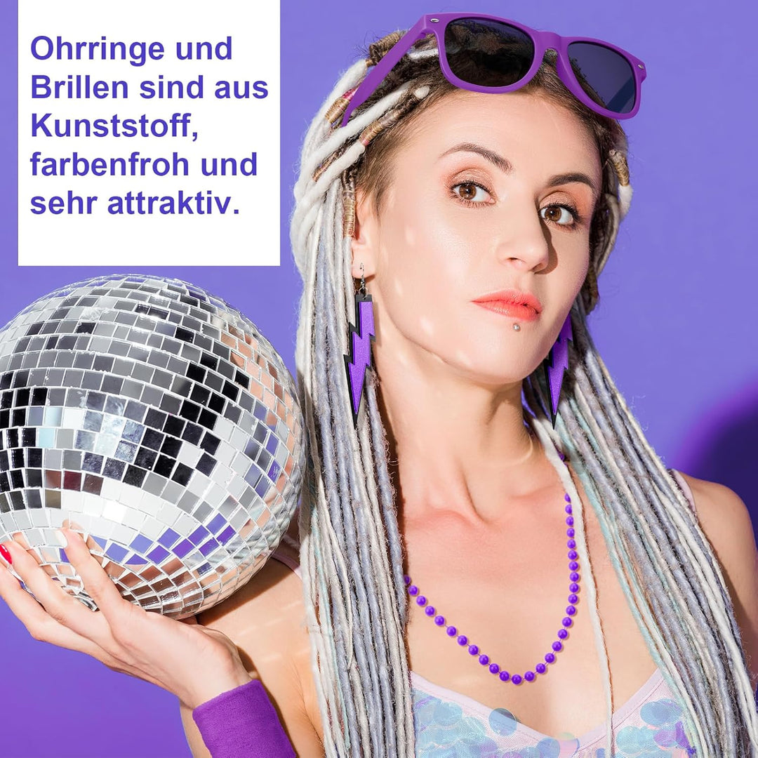 80er Jahre Outfit Damen, 90er Jahre Kostüm Kleidung Accessoires mit Bauchtasche, Stirnband, Beinwärm