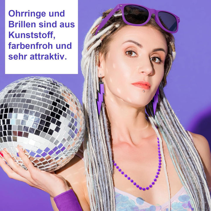 80er Jahre Outfit Damen, 90er Jahre Kostüm Kleidung Accessoires mit Bauchtasche, Stirnband, Beinwärm