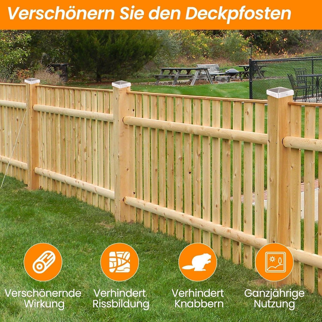 Pfostenkappen 8x8cm-10 Stück Pfostenabdeckung aus Metall, Pyramidenform Zaunpfosten Kappen für Holzp