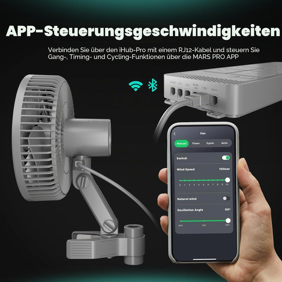 MARS HYDRO Clip Ventilator Grow Oszillierend Leise Klein for Growzelt，3 Geschwindigkeitsstufen, Grow
