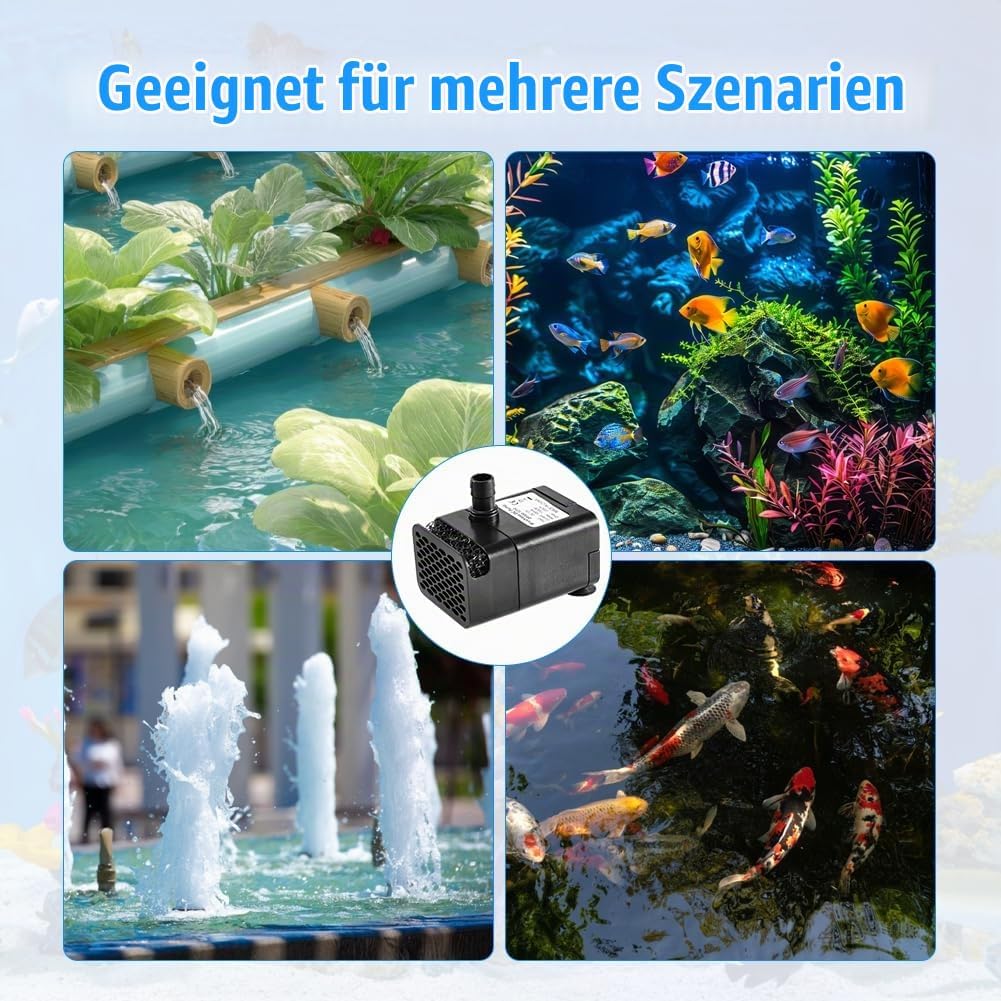 kleine Tauchpumpe, 2m Schlauch &amp; Rückschlagventil, 220L/h kondensatpumpe mit 3 Filterschwamm, 12V Aq