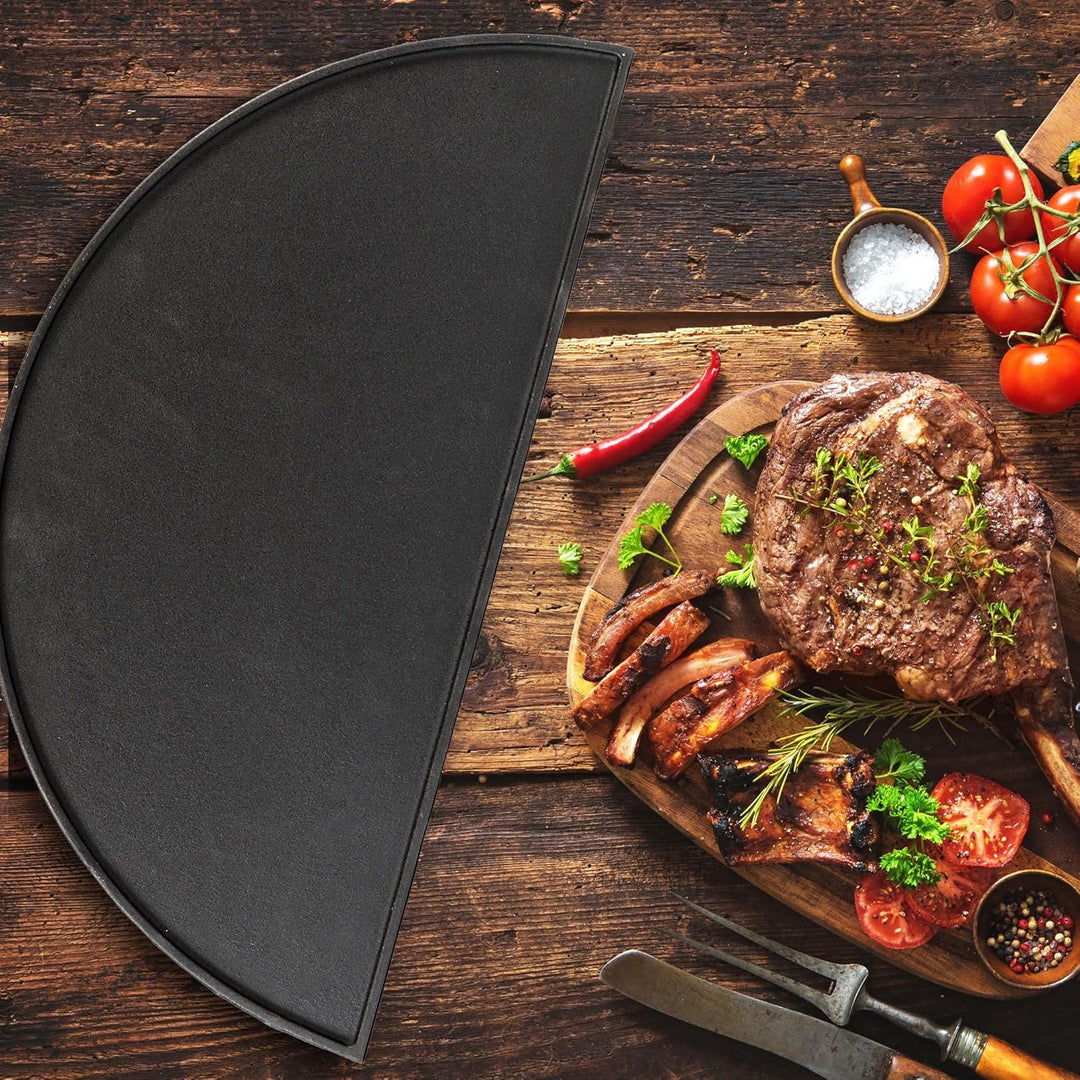 Wiltec Gusseisen Grillrost und Grillplatte, Gussrost für Grill mit guter Hitzespeicherung, Grillgitt