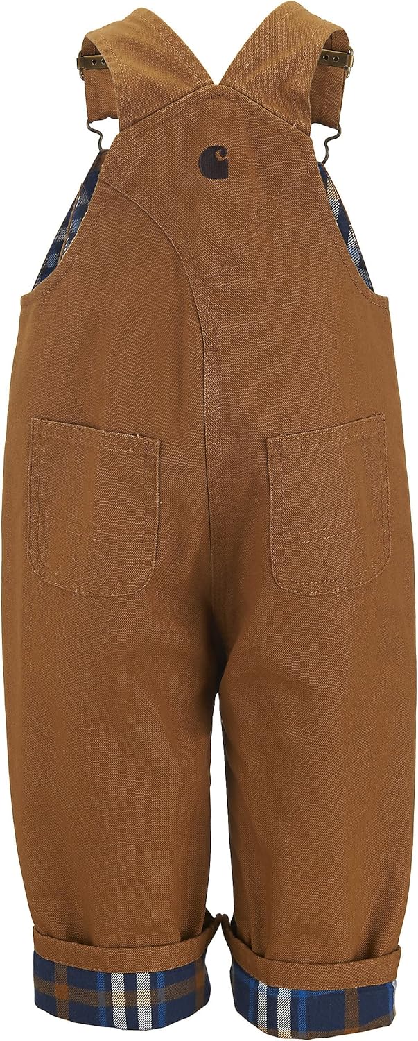 Carhartt Baby Boys' Canvas Overall Flannel Lined, Brown, 24 Months