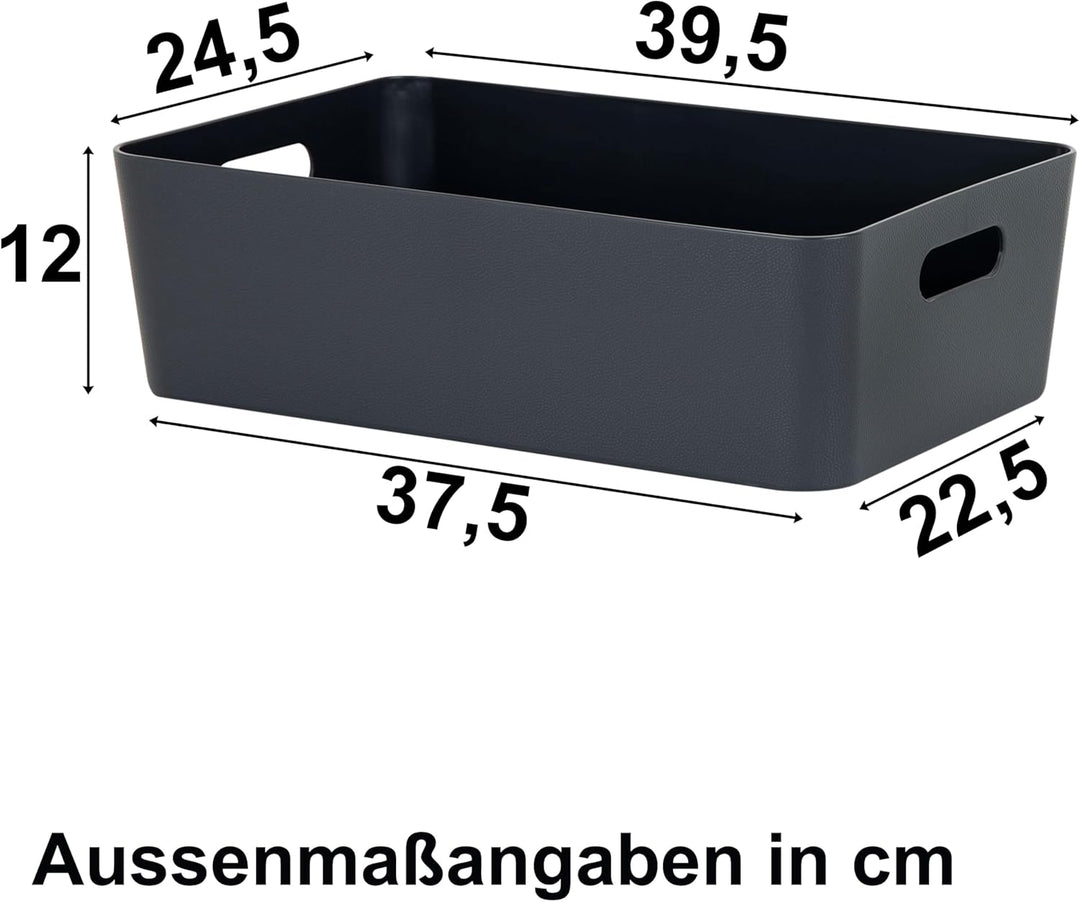 #11 3x Ordnungsbox - 12 cm hoch - anthrazit - 39,5x 25 cm - Ordnungskorb - Regalorganizer Wandregal
