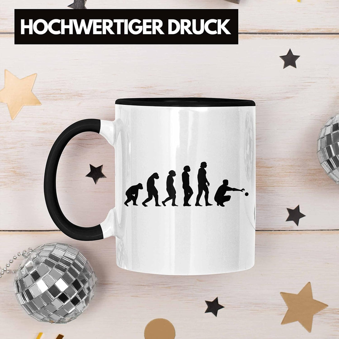Trendation - Boule Tasse Geschenk Boule-Spieler Geschenkidee Spruch Boule Evolution Grafik (Schwarz)