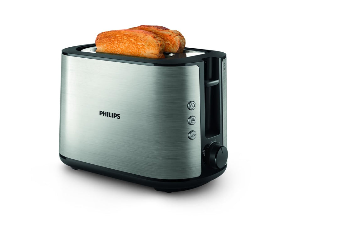 Philips HD2650/90 Toaster edelstahl (950 W, 8 Bräunungsstufen, Brötchenaufsatz, Auftau- und Aufwärmf