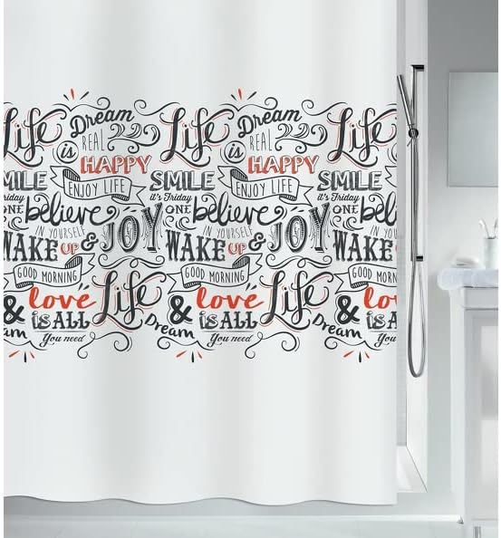 Spirella Anti-Schimmel Duschvorhang - Anti-Bakteriell, waschbar, wasserdicht, Polyester, „Lovejoy“ 1