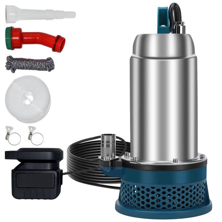 Tauchpumpe, Tauchpumpen Kompatibel mit Makita 24V Akku, Schmutzwasserpumpe mit 10m Schlauch und 5m V