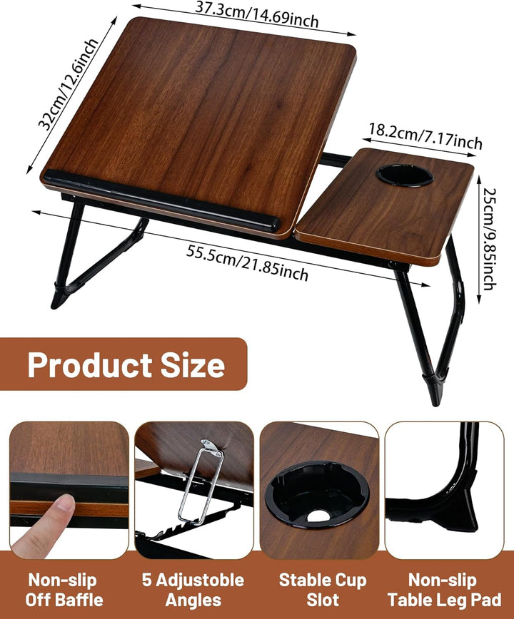 betttisch und laptoptisch 55,5x32x25cm - Frühstückstablett mit Leseablage und 5 verstellbaren Winkel