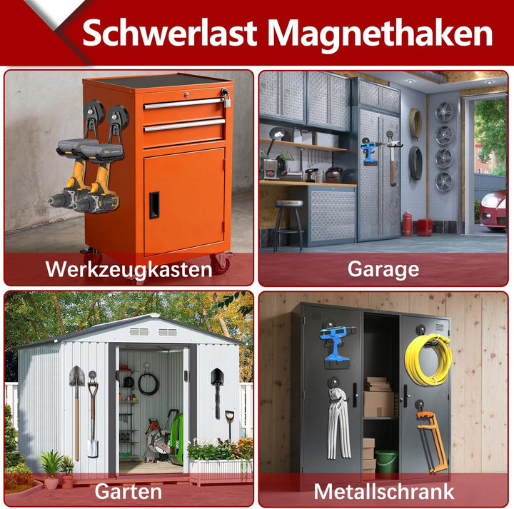 3-H 2 Stück Magnetische Haken Sehr Stark Magnethaken 66mm Magnetfuss Garagehaken Doppelhaken für Ger